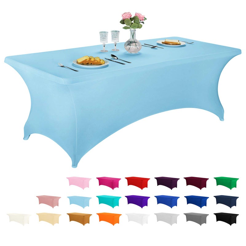 LZY Spandex Fitted Stretch Table Cover for 6 ft or 4ft or 8ft Folding Table, Rectangular Cocktail Tablecloth, Perfect for Party or Banquet - Image 1